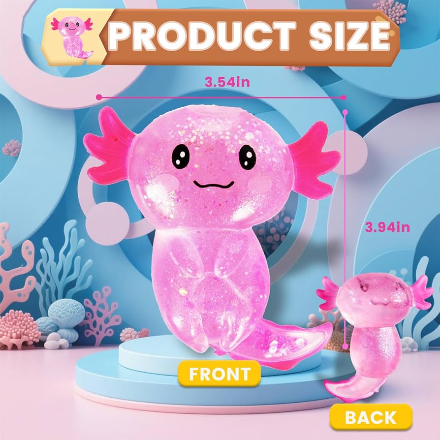 Glitter Axolotl Squishy angle 4